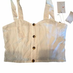 Good American Women’s Cream Button-Front Crop Tank Top leopard